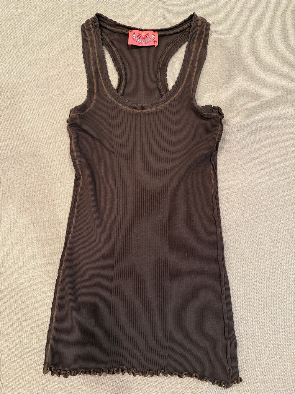 Juicy Couture Chocolate Brown Ribbed Racerback Tank - Picture 2 of 5
